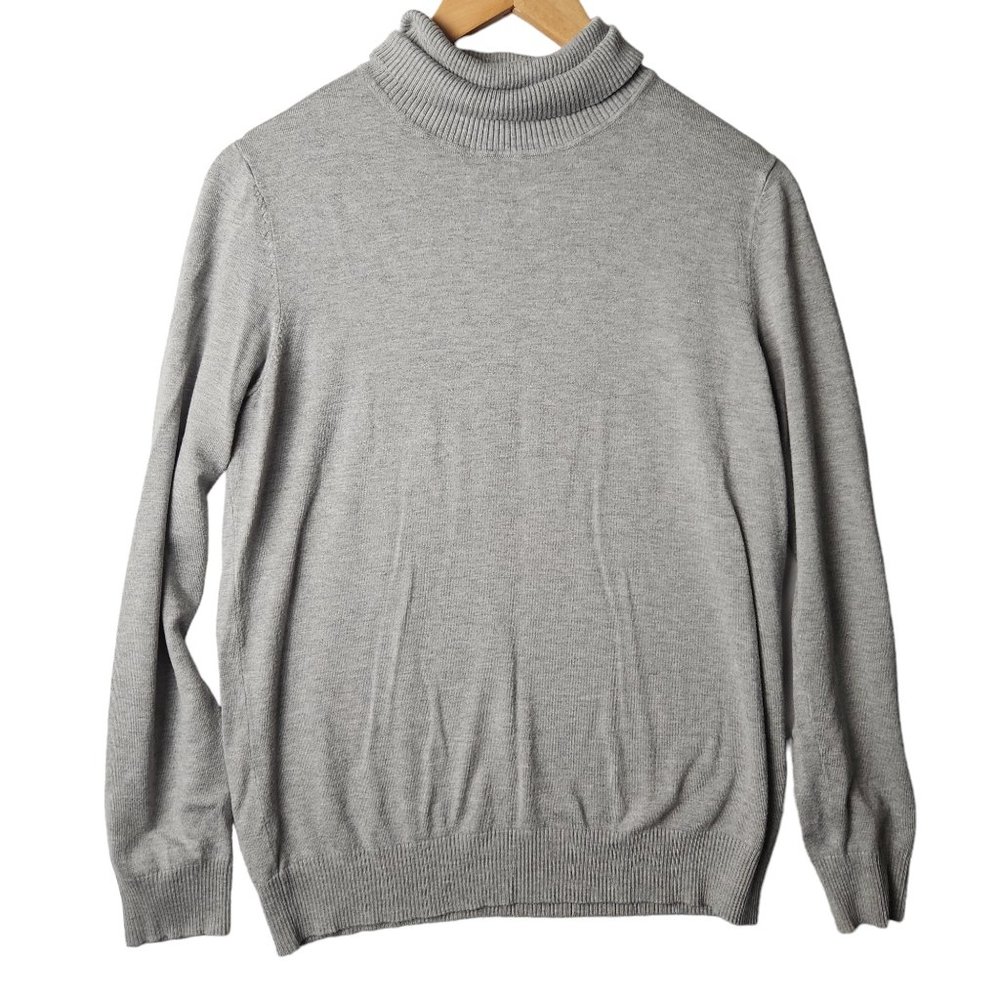Andrew Marc Gray Rayon Lightweight Knit Long Sleeve Turtle Neck Size Large